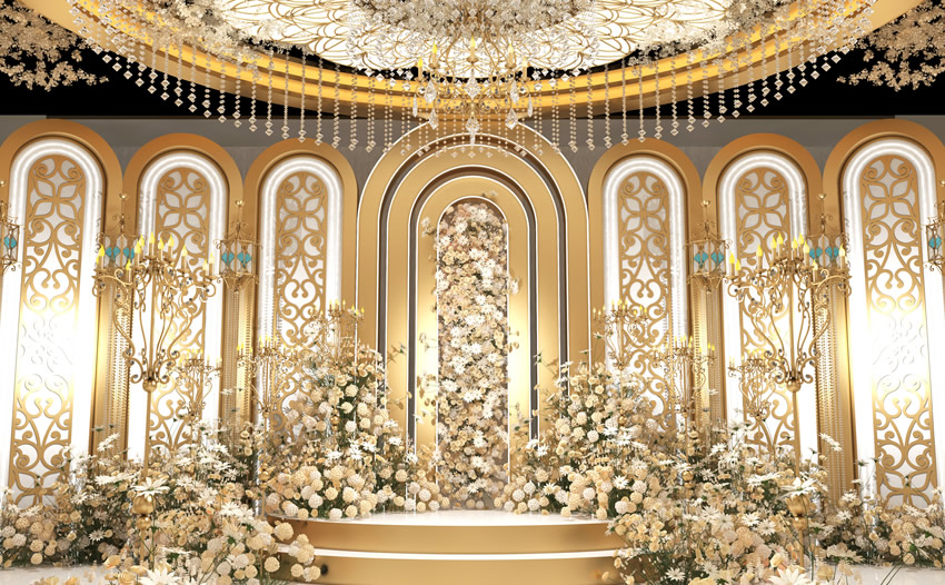 未央香槟色调婚礼堂效果展示